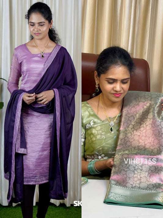 Mom daughter combo in double shaded saree ⌛