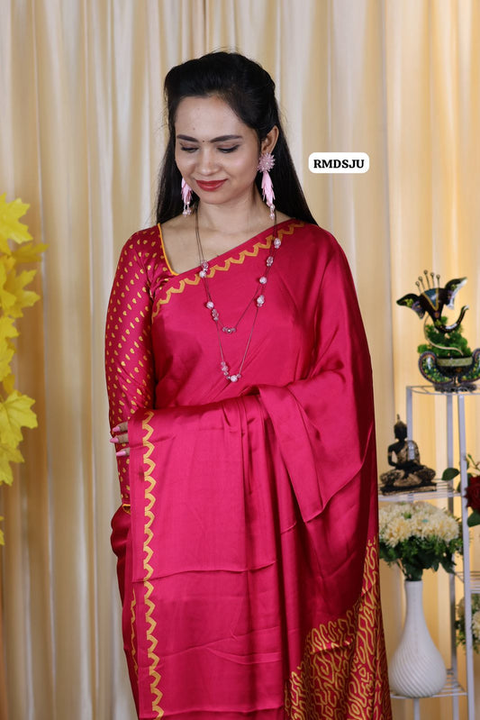 Premium modal satin .silk saree with .heavy latkan 🥳