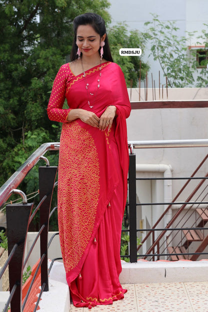 Premium modal satin .silk saree with .heavy latkan 🥳