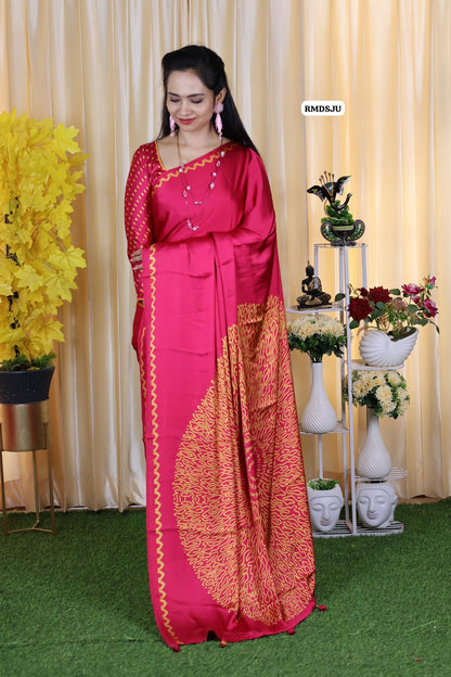 Premium modal satin .silk saree with .heavy latkan 🥳