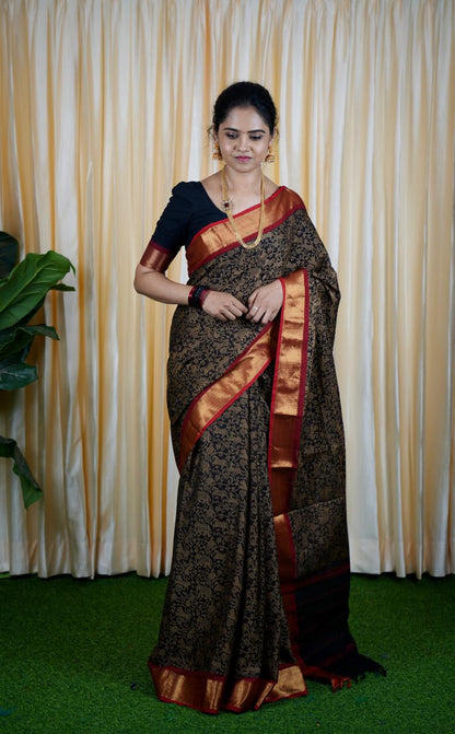 Black cotton saree PPrebook ❌
