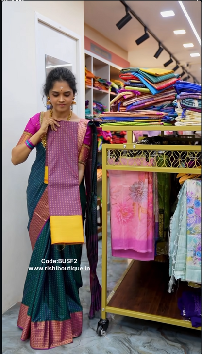 Soft silk sarees in thousand buttas style with Contrast🌈✅️
