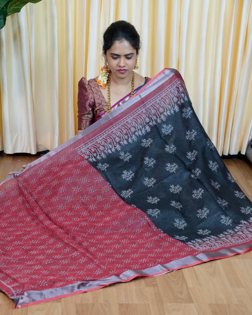 Linen sarees with digital prints🥰😎