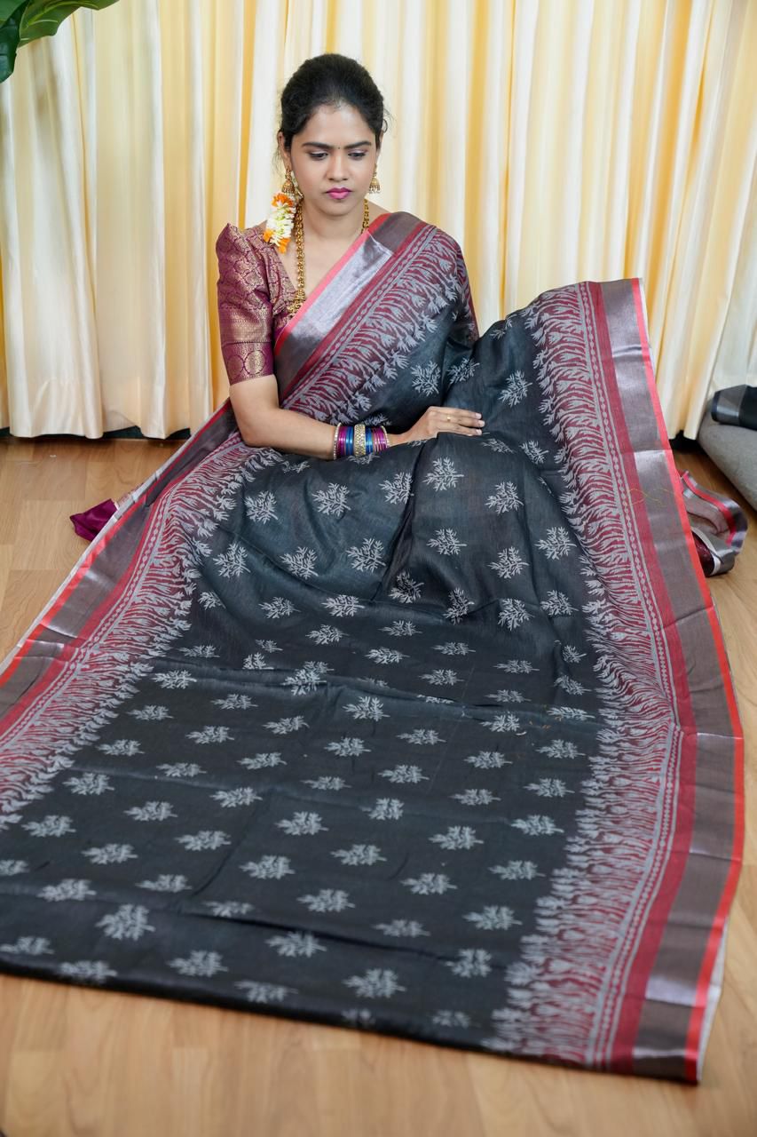 Linen sarees with digital prints🥰😎