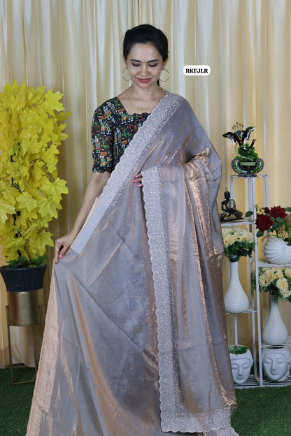 Space silk .with jarkhan work saree Aadi offer🥳