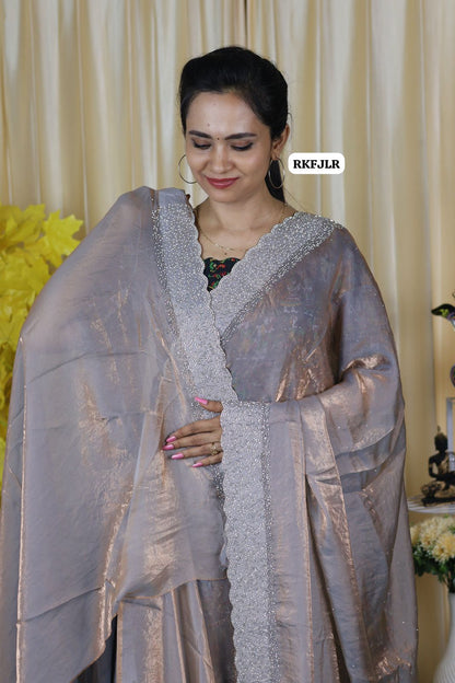 Space silk .with jarkhan work saree Aadi offer🥳