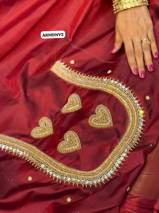 Customised aari work blouse with hangings in sleeve😍⏰