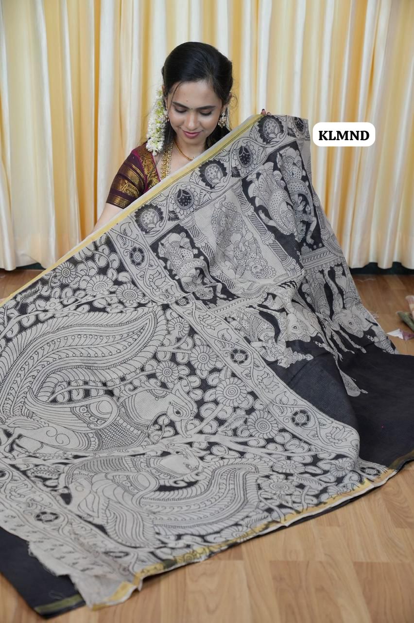 Soft Kota cotton Kalamkari print saree. Natural dyes used without any artificial color😍🥰😎📚