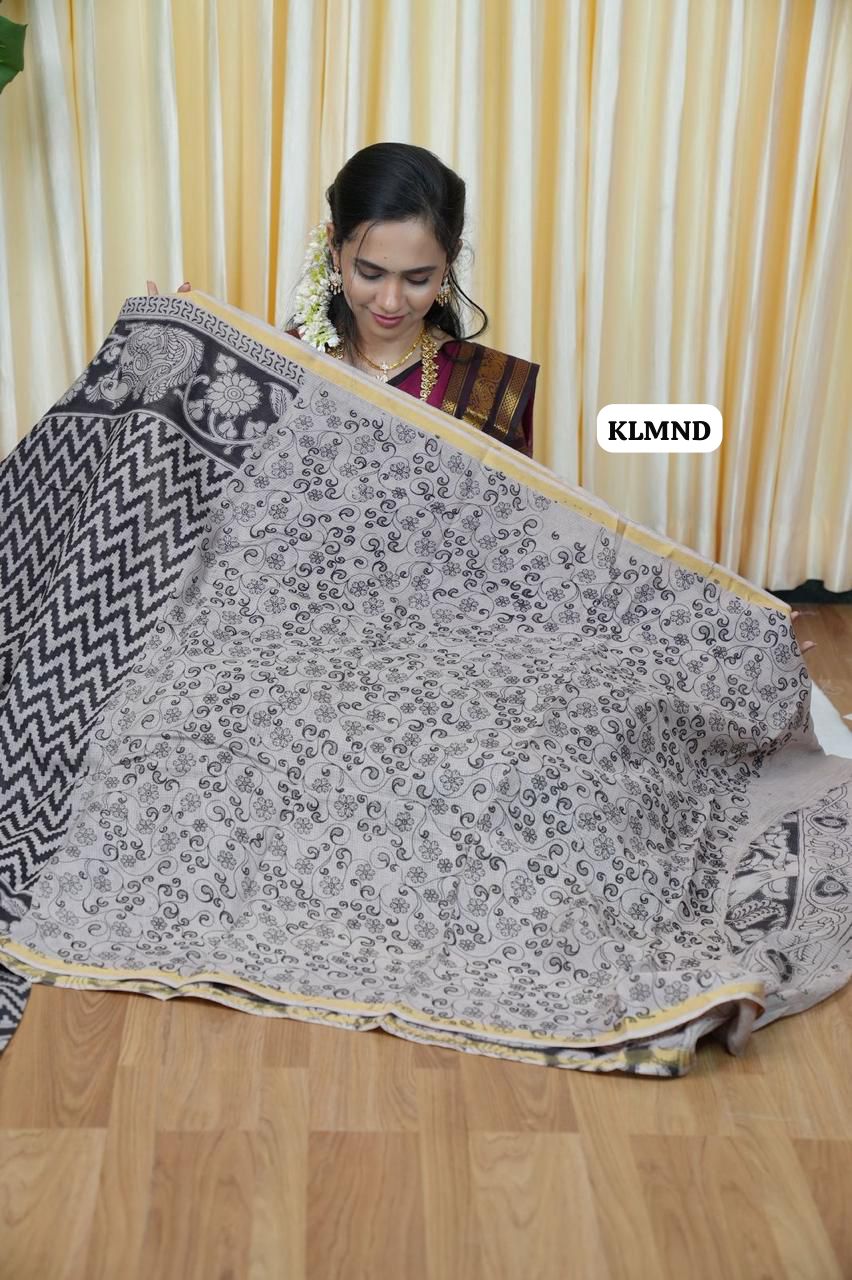 Soft Kota cotton Kalamkari print saree. Natural dyes used without any artificial color😍🥰😎📚