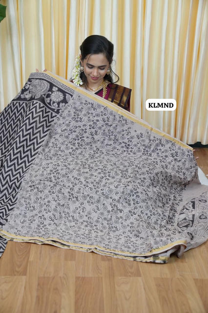 Soft Kota cotton Kalamkari print saree. Natural dyes used without any artificial color😍🥰😎📚