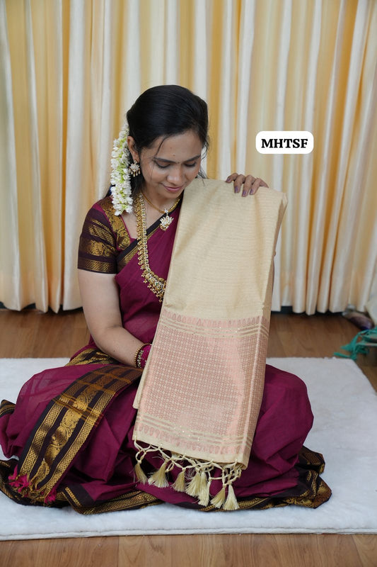 Tussar soft silk saree with sequence work🥰🥳