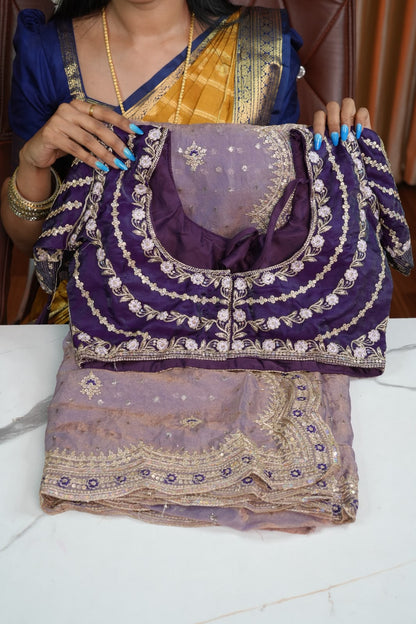Space silk saree with designer blouse🥰🥳✅