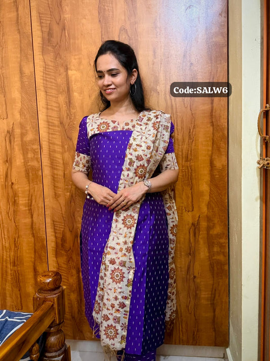 Slub cotton salwar with chanderi duppata 3 pcs set🤩😎