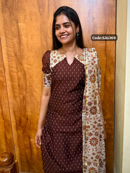 Slub cotton salwar with chanderi duppata 3 pcs set🤩😎
