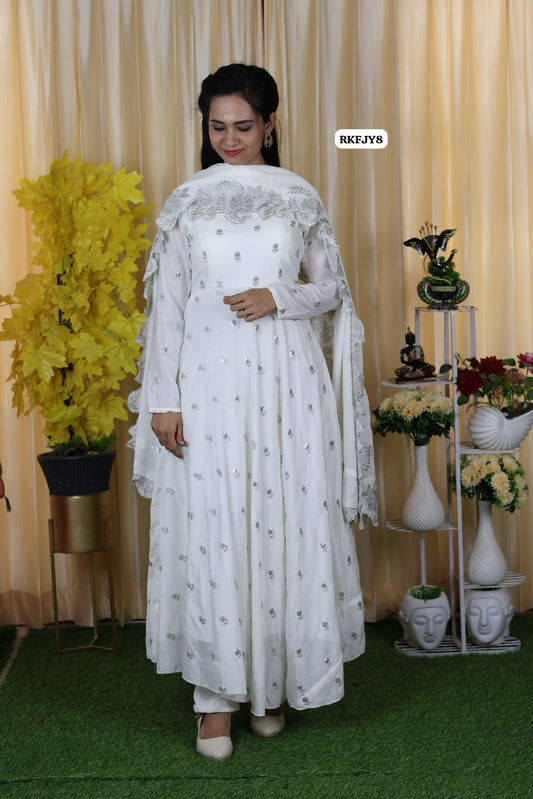 Fully stitched anarkali with full lining and padded . With sequins work 🥳