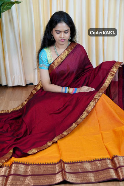 Premium Kanchi Half Saree unstitched Slight border change🌈🥰😎