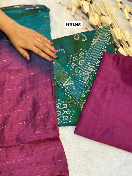 Premium Modal silk top , gadwal duppata and cotton bottom 2.5 MTRS each(stitched )😍🥳