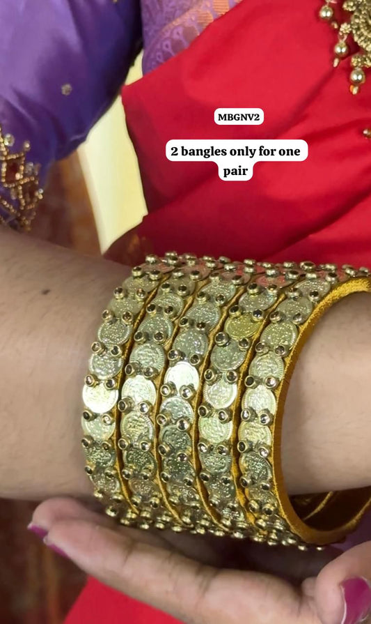 lakshmi coin with stone work handmade bangles 2 bangles only for one pair 😍