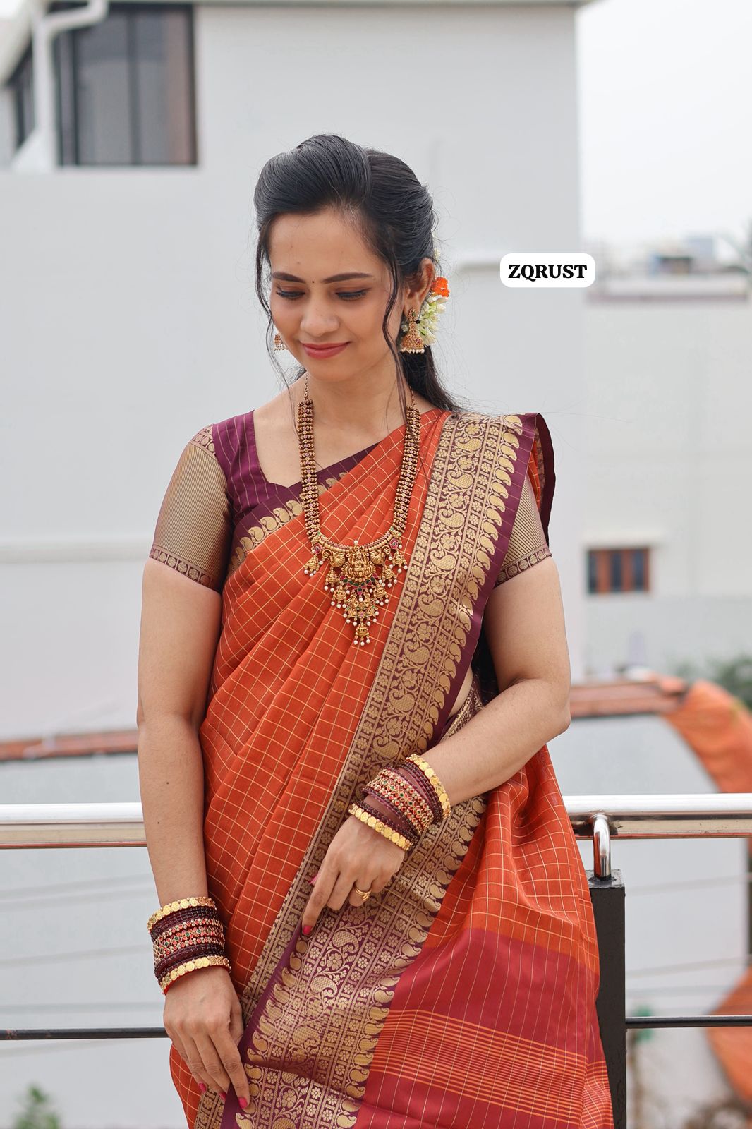 Katan Semi silk cotton saree with checks zari weaving 🥳