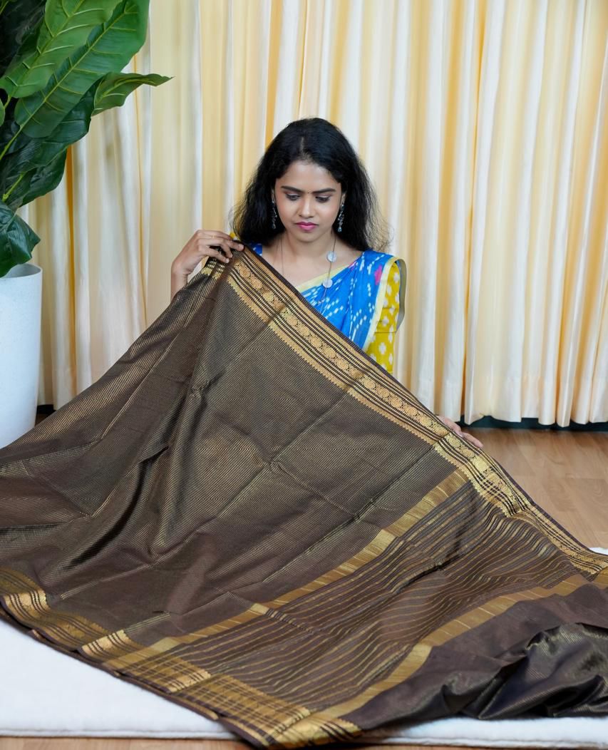 Mysore silk sarees in checked pattern 🥰🥳(black)