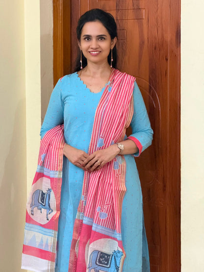 Linen Cotton Dupatta Pure cotton Top and pant🤩😎