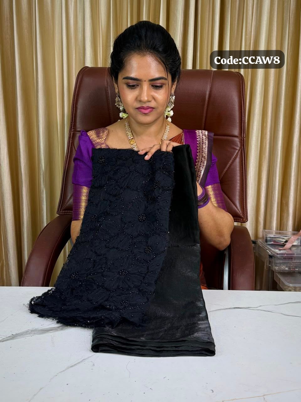 Space silk saree with designer blouse🥳