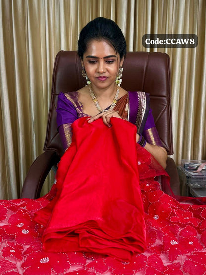 Space silk saree with designer blouse🥳