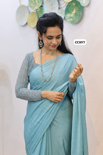 Viscose space silk with heavy designer blouse 🥳