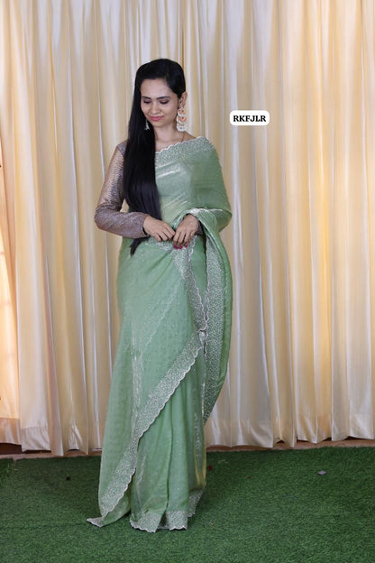Space silk with jarkhan work Aadi offer🥳