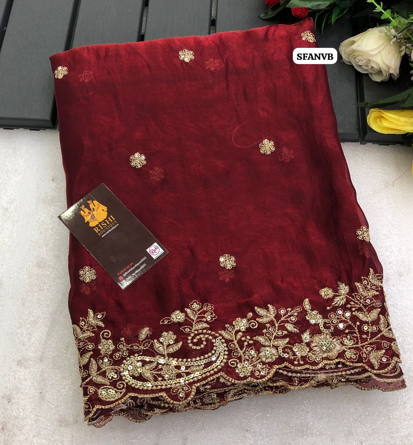 Soft Space silk with mango design embroidery & sequence work with scalloped cutwork border and embroidery work blouse🥳