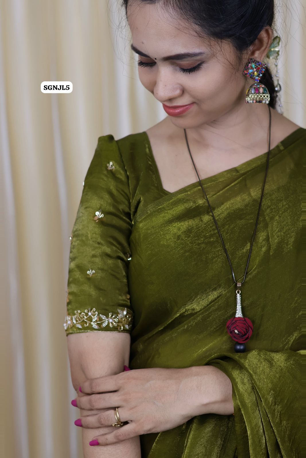 Space silk with aari work hand work blouse 🥳