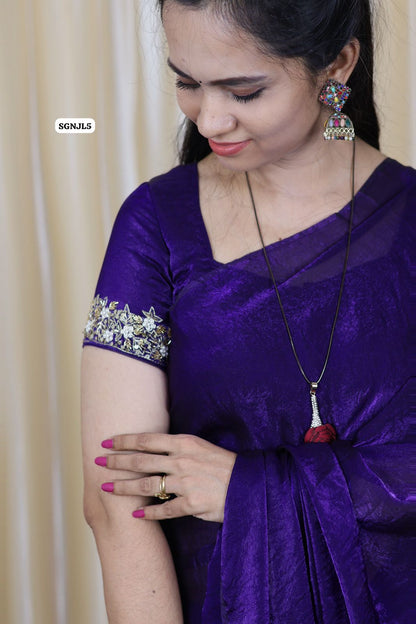Space silk with Aari work hand work blouse 🥳