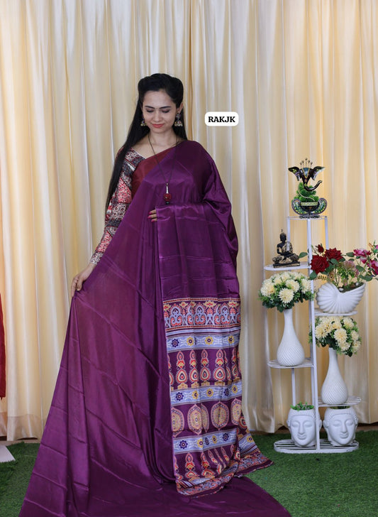 Most trending ajrak print chinnon .semi silk saree 😍🥳