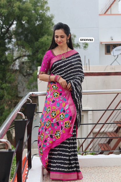 Cotton silk Fabric With Zari Border with floral Design😍🥳