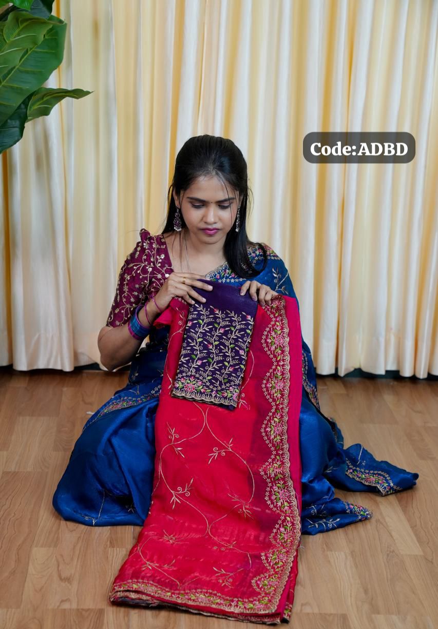 Space silk saree with embroidery🥰😎📚