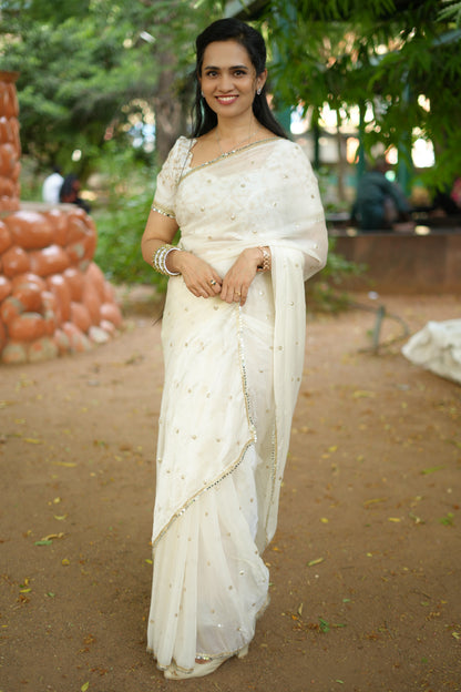 Space Silk  Mirror work border saree🥳