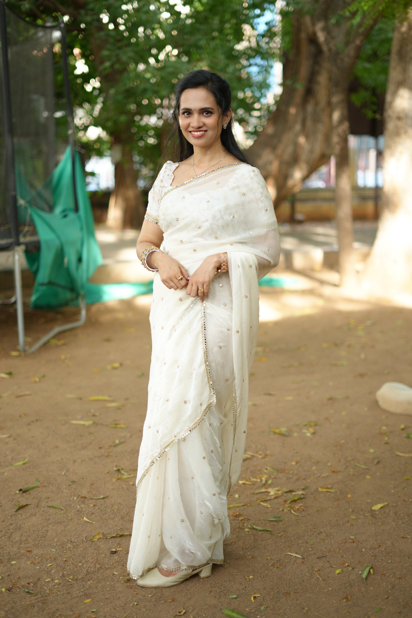 Space Silk  Mirror work border saree🥳