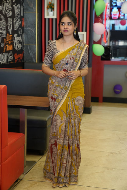 Soft Kota cotton Kalamkari print saree.😍😎🥰😎📚