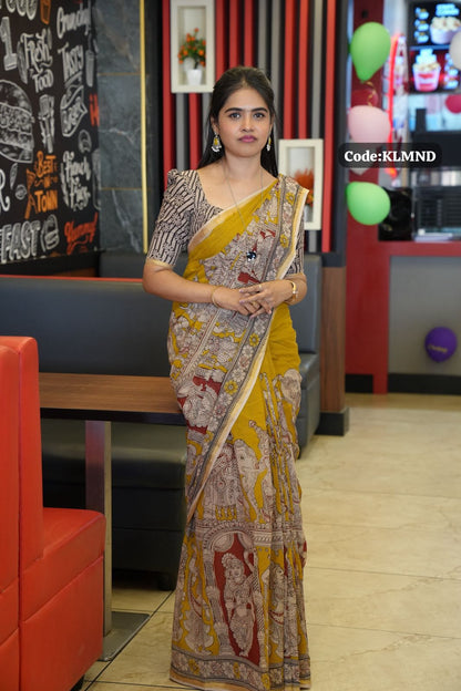 Soft Kota cotton Kalamkari print saree.😍😎🥰😎📚