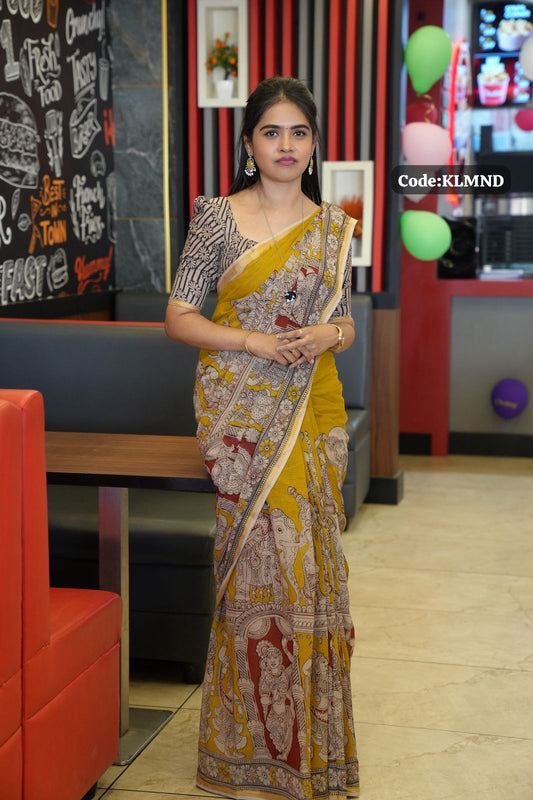 Soft Kota cotton Kalamkari print saree.😍😎🥰😎📚