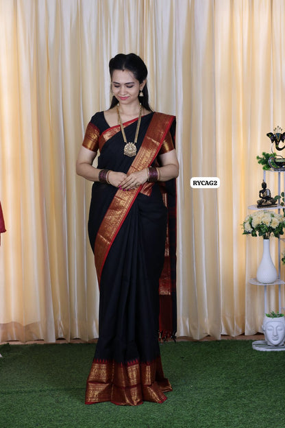 Premium Kanchi cotton 🥳black⚫with red