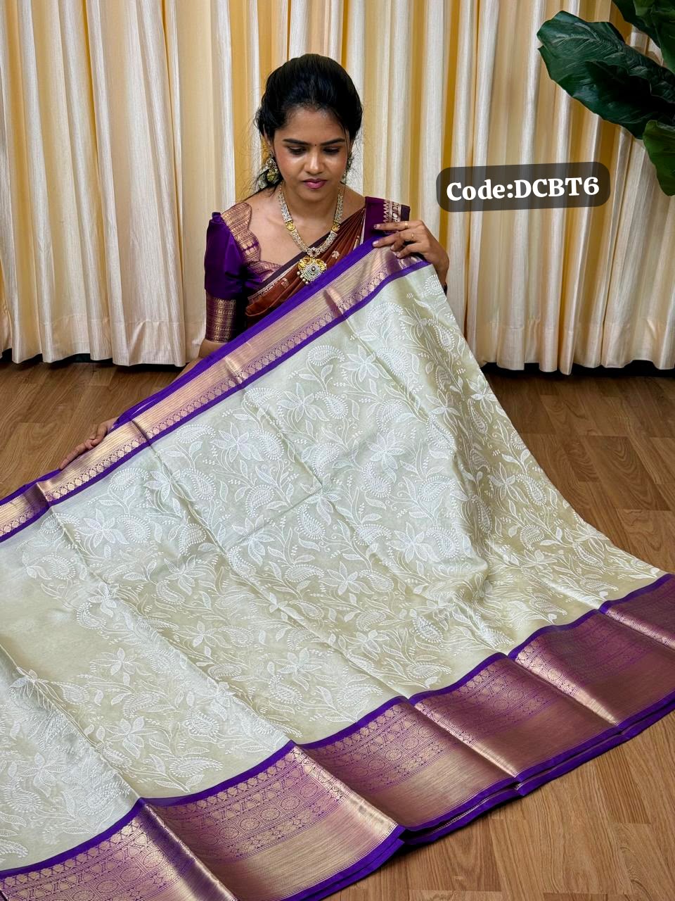 Silk cotton saree with thread embroidery 🥰