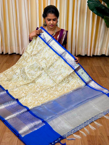 Silk cotton saree with thread embroidery 🥰