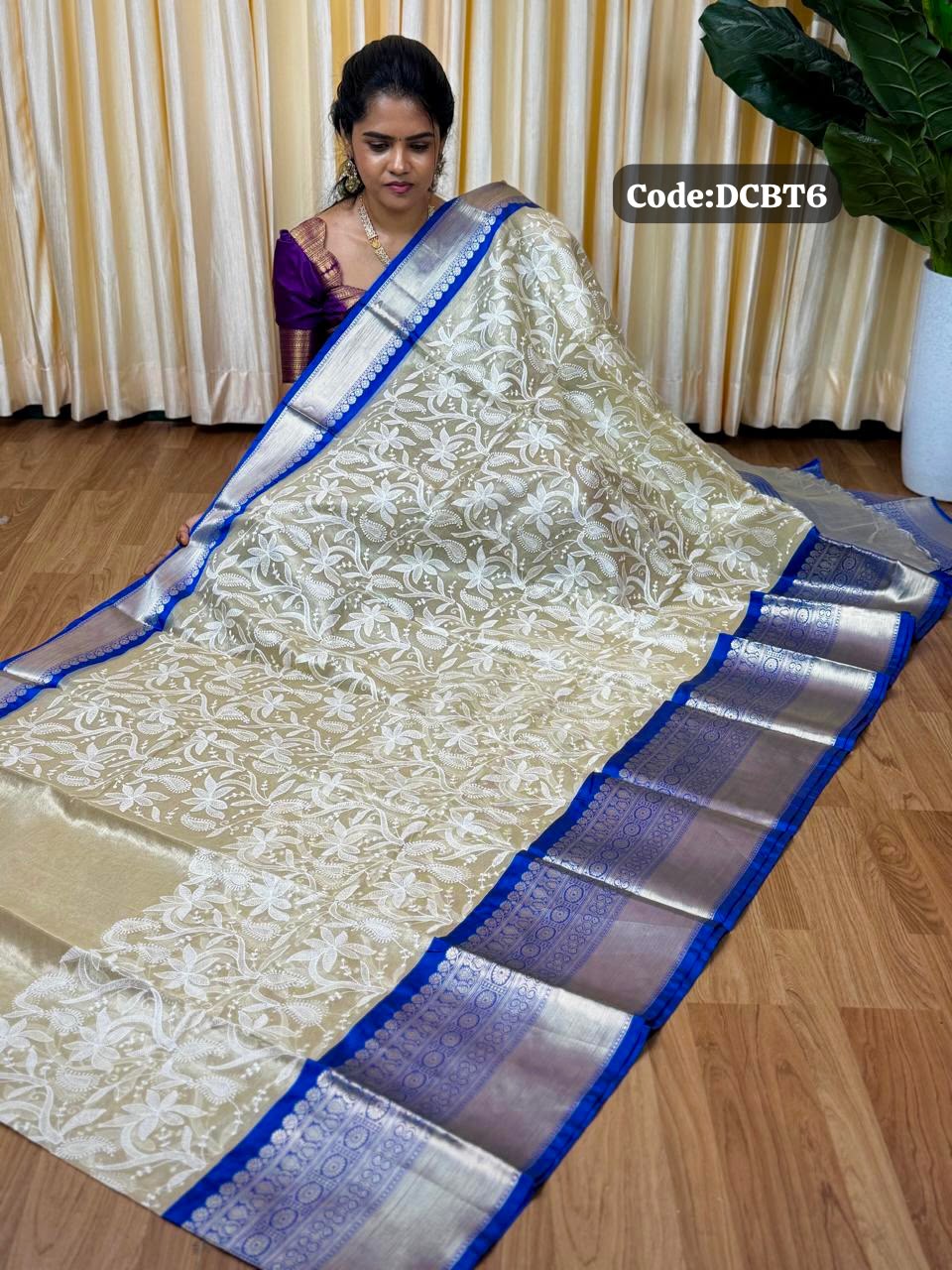 Silk cotton saree with thread embroidery 🥰