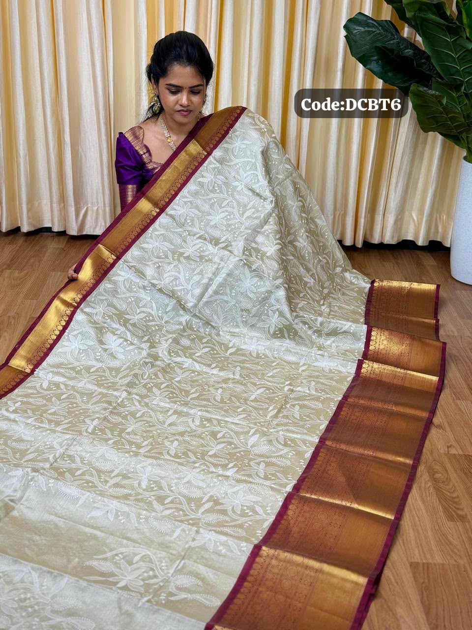 Silk cotton saree with thread embroidery 🥰