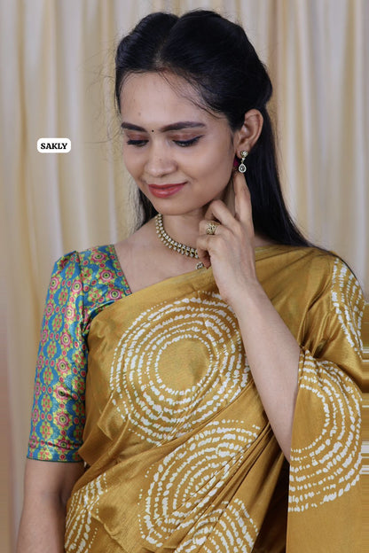 AJRAKH print saree .satin silk 🥳