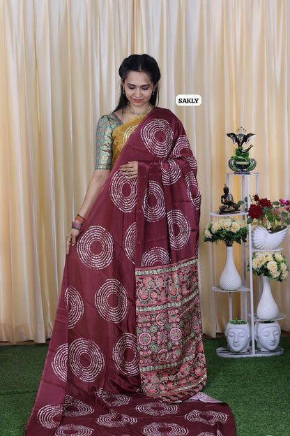 Ajrakh print saree .Satin silk 🥳