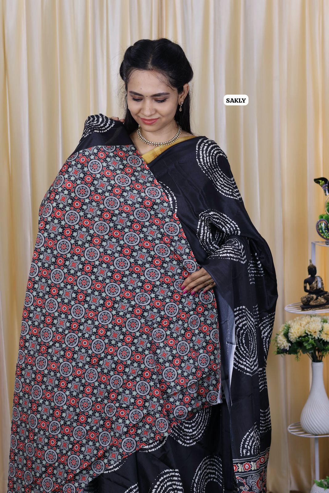 Ajrakh print saree.Satin silk 😍🥳