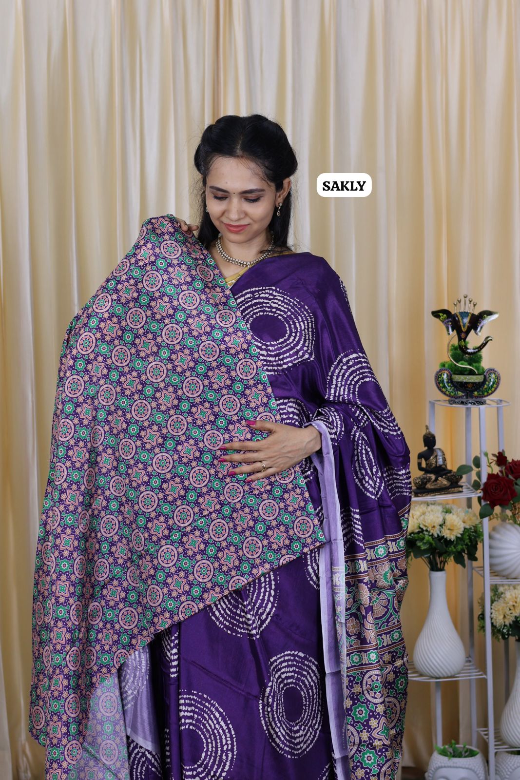 Ajrakh print saree.Satin silk 🥳