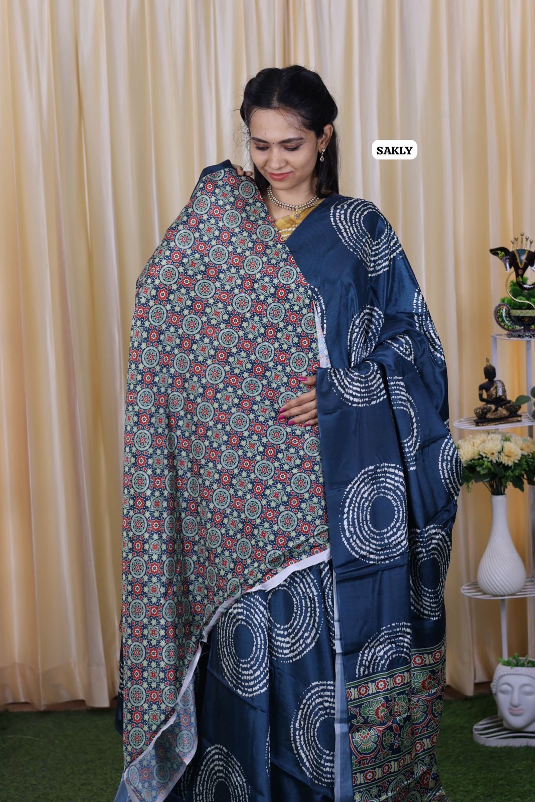 Ajrakh print saree .satin silk 😍